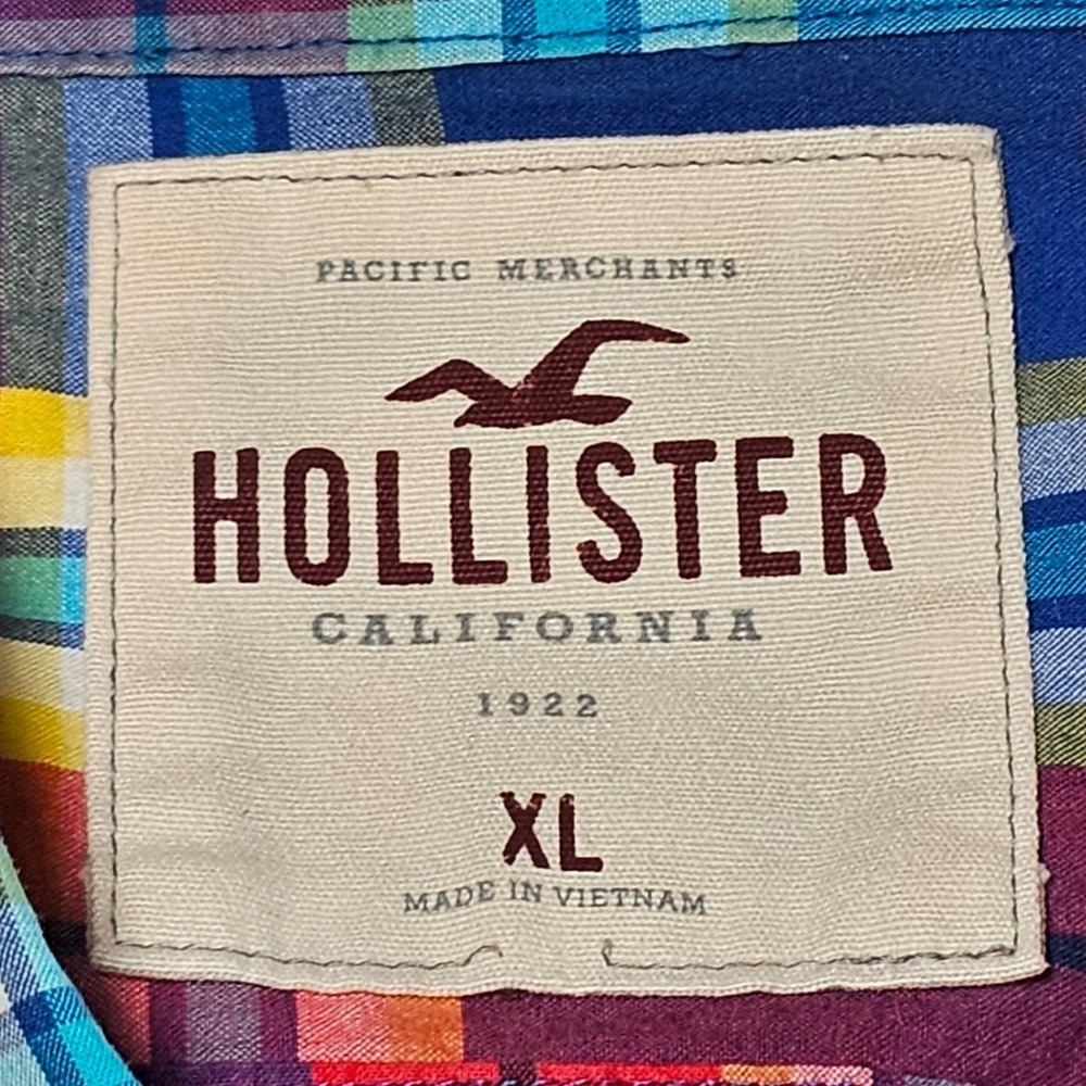 Lot of 2 Hollister Button Down Shirt Mens XL Multicolor Plaid L/S Cotton  Y2K - Picture 3 of 16